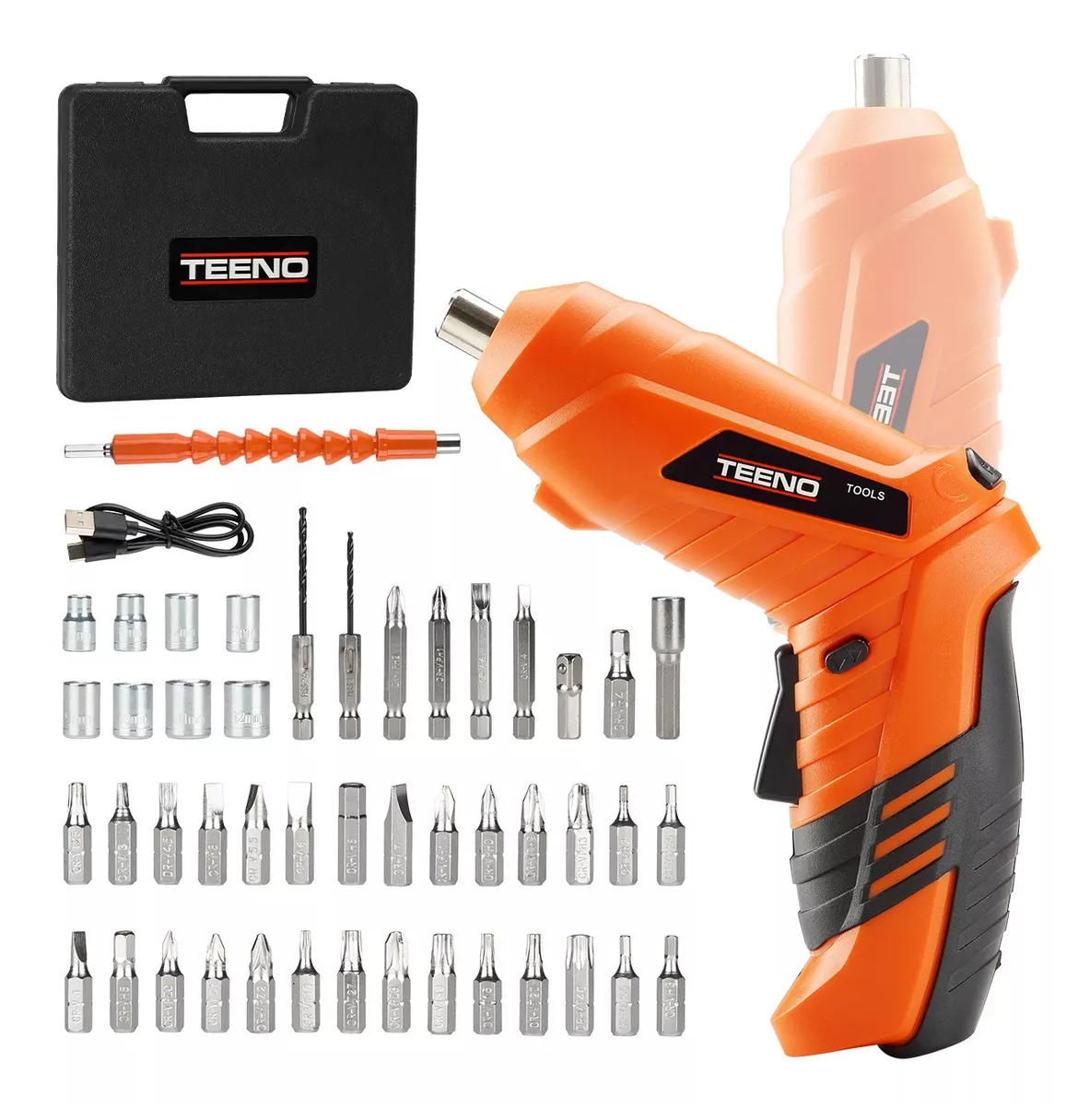 Foto 5 | Atornillador Inalámbrico Teeno Naranja de 3.6v Kit 46 Piezas