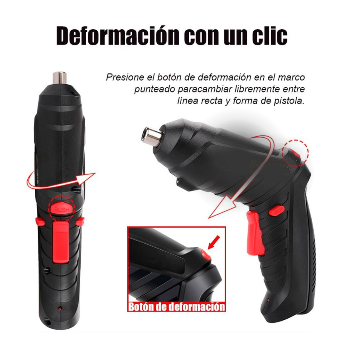 Foto 4 pulgar | Destornillador Multifunción De 3.6 V Recargable Por Usb Color Negro