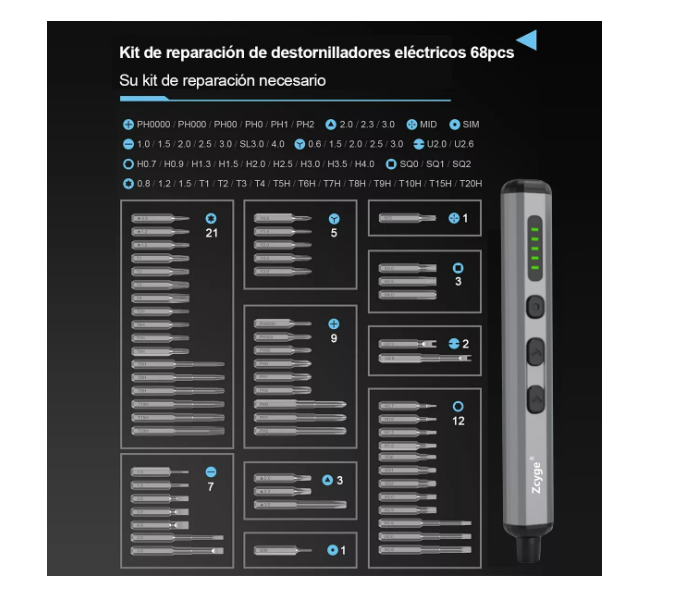 Foto 2 | Destornillador Eléctrico De Precisión Kit Reparación 68in1 Wünd