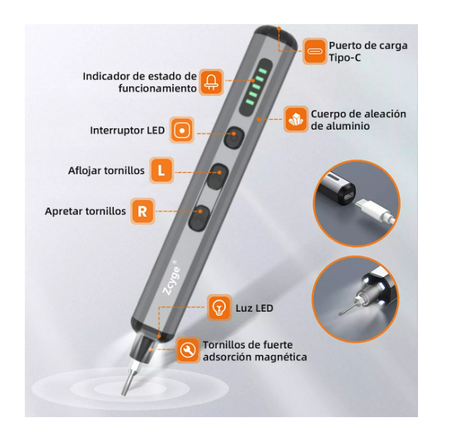 Foto 4 pulgar | Destornillador Eléctrico De Precisión Kit Reparación 68in1 Wünd