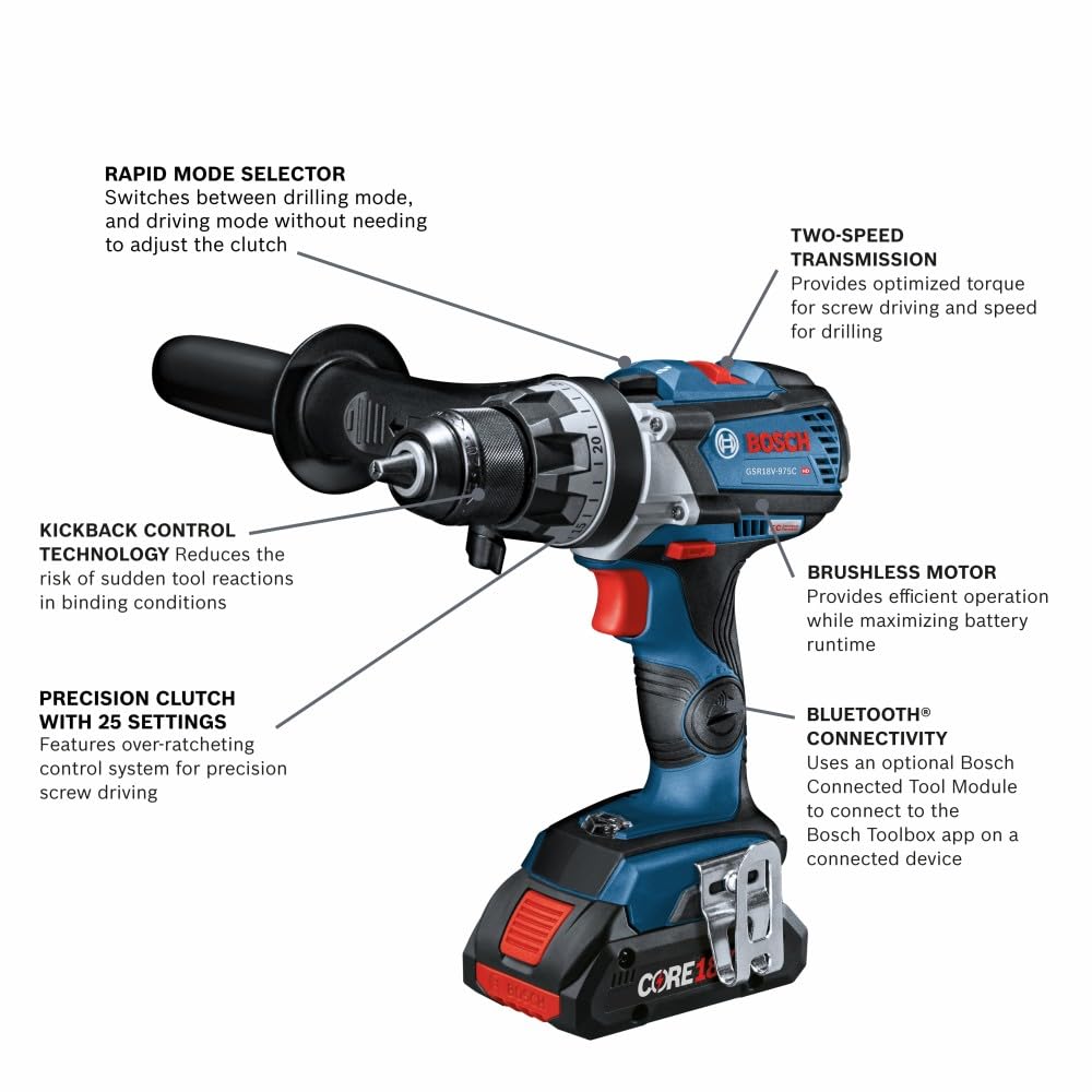 Foto 3 pulgar | Taladro/destornillador Bosch Gsr18v-975cb25 18v 4ah Con 2 Baterías - Venta Internacional.