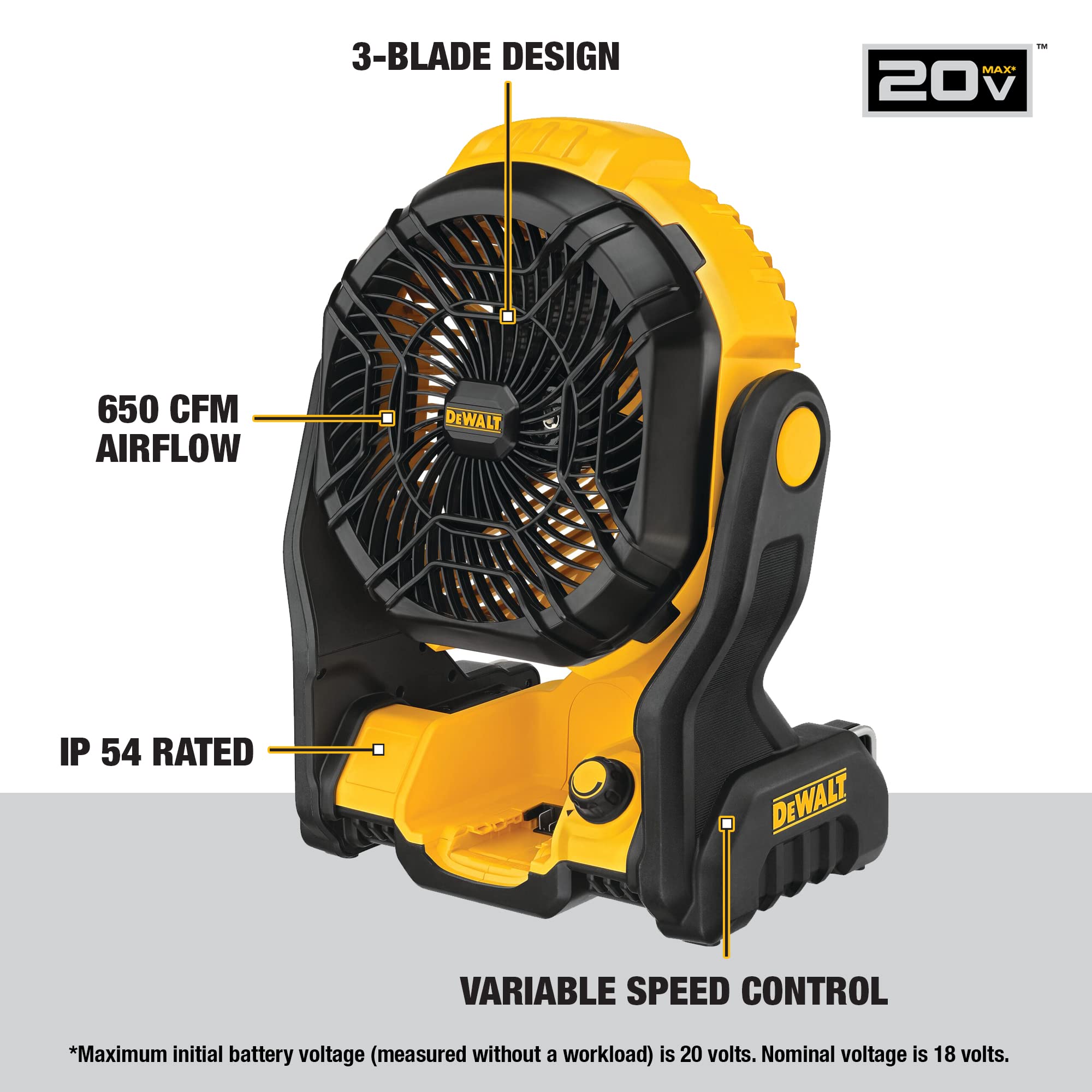 Foto 3 pulgar | Ventilador De Sitio De Trabajo Dewalt 20v Max Inalámbrico Portátil Bare Tool Dce512b - Venta Internacional.