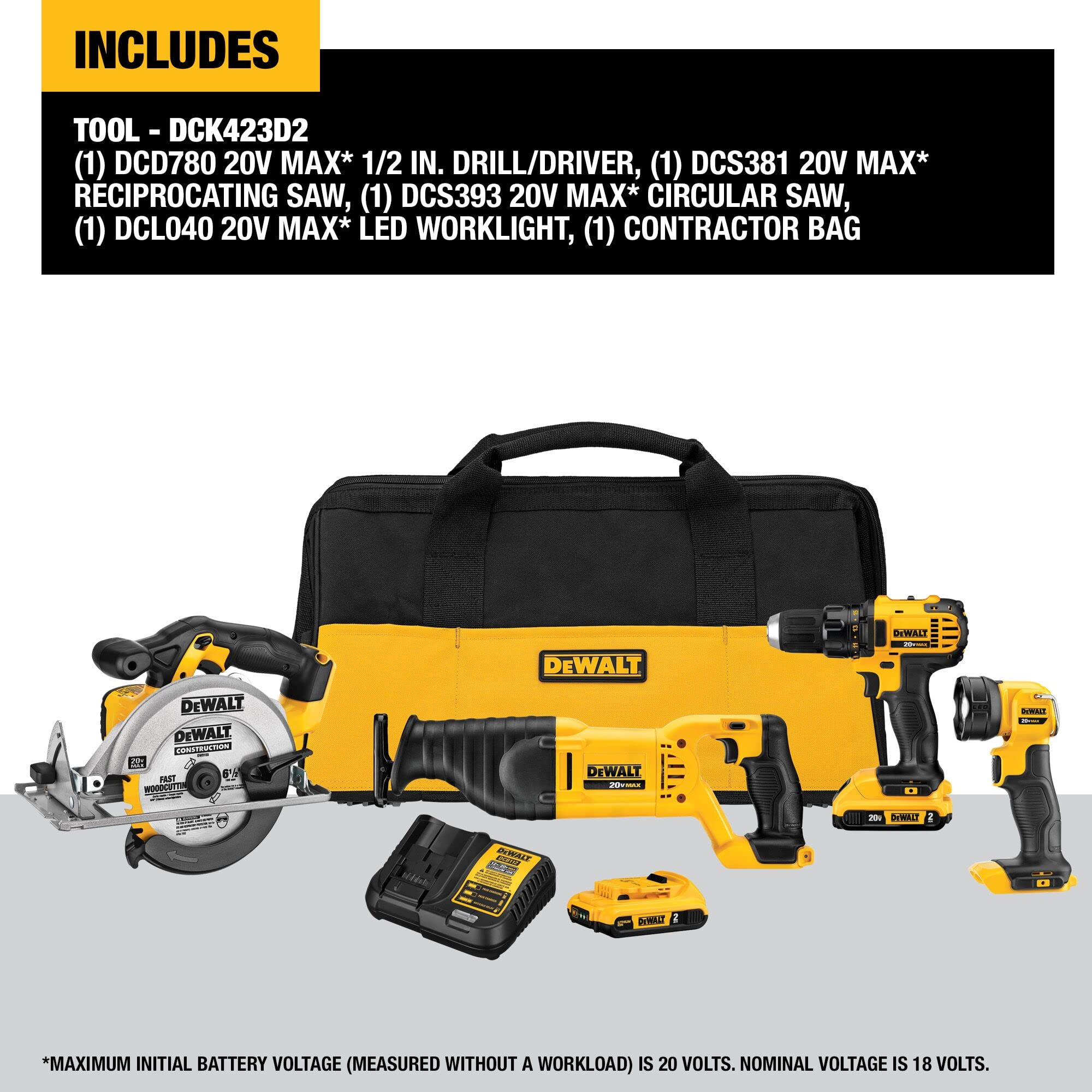 Foto 3 pulgar | Kit Combinado De Herramientas Eléctricas Dewalt 20v Max Para 4 Herramientas Con 2 Baterías - Venta Internacional.