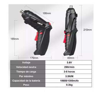 Foto 4 | Destornillador Eléctrico Lab.g Taladro Inalámbrico Kit 47 Pz