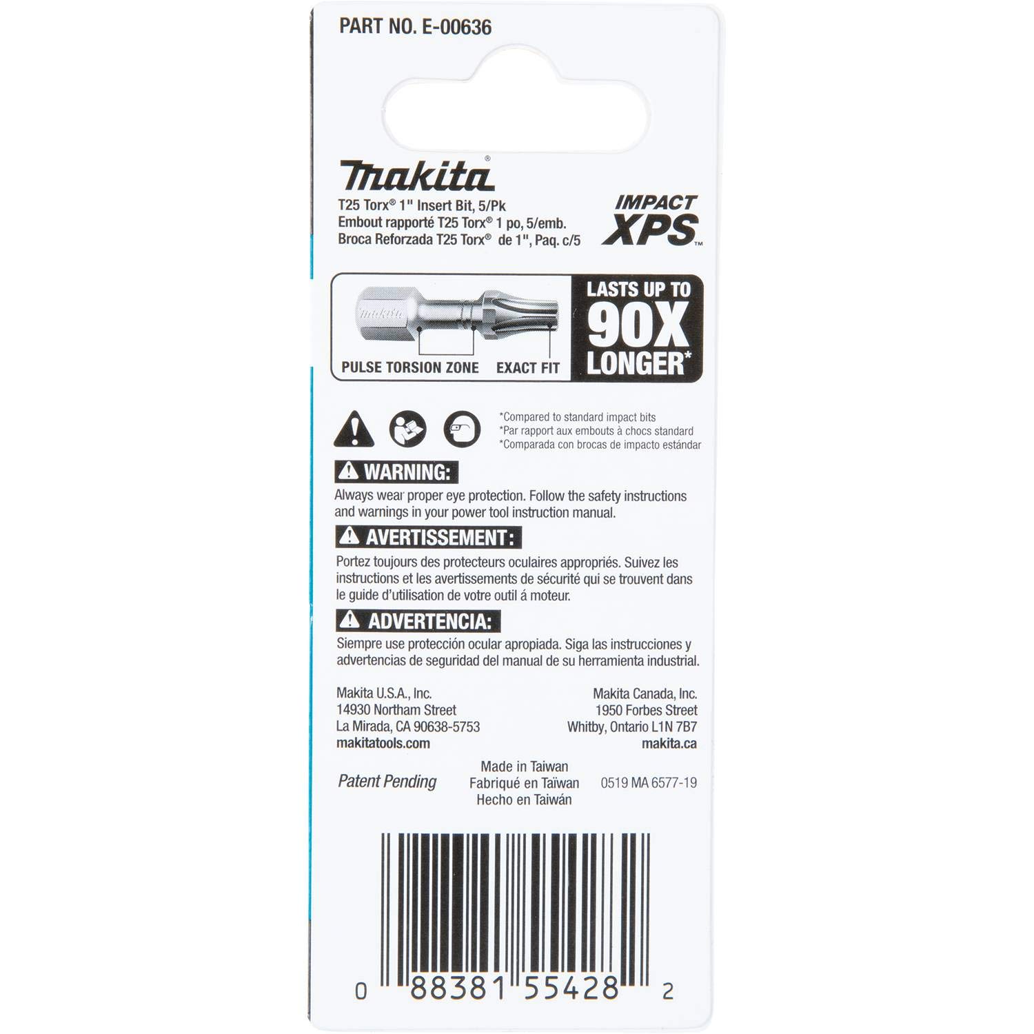Foto 5 pulgar | Broca De Inserción Makita E-00636 Impact Xps™ T25 Torx 1, 5/pack - Venta Internacional.