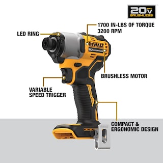 Foto 5 | Destornillador De Impacto Inalámbrico Dewalt 20v Max* 1/4 De Pulgada (dcf840b) - Venta Internacional.