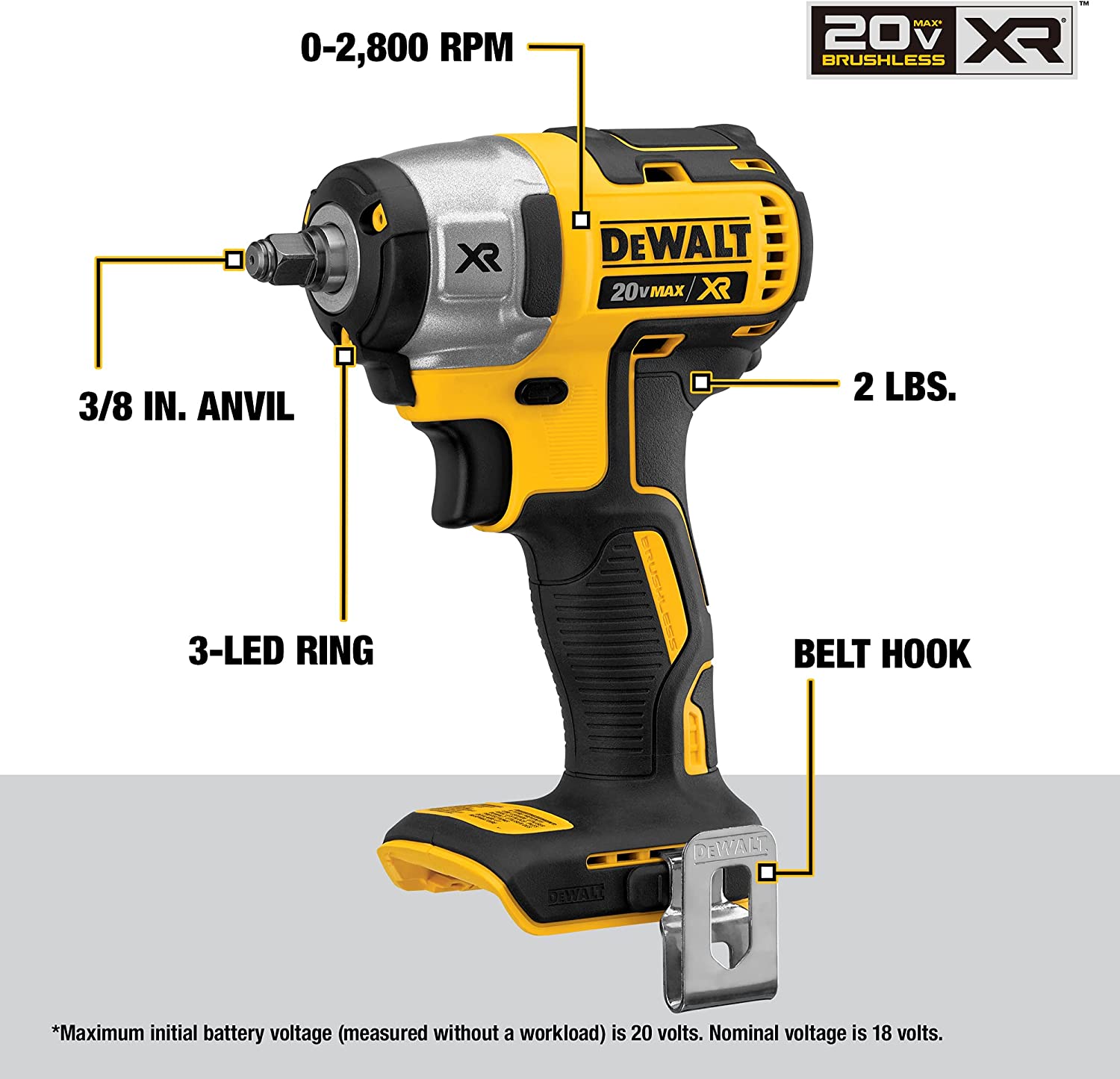 Foto 4 pulgar | Herramienta Llave De Impacto 20v Dewalt Dcf913 Amarillo