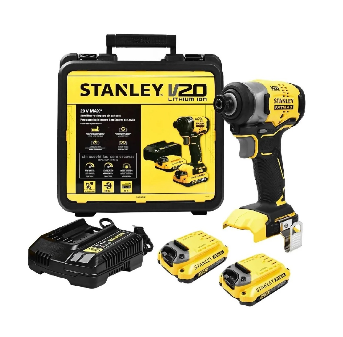 Foto 2 pulgar | Atornillador De Impacto 20v Brushless Stanley Sbi810d2k-b3