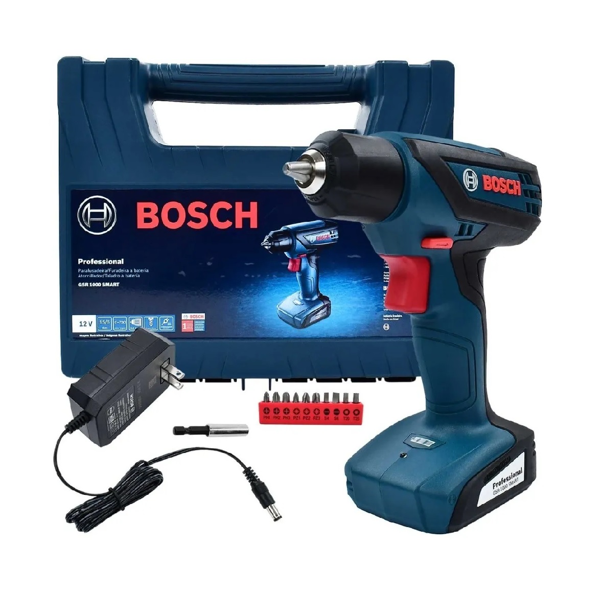 Atornillador 12v Bosch Gsr 1000 Smart + Puntas + Maletín