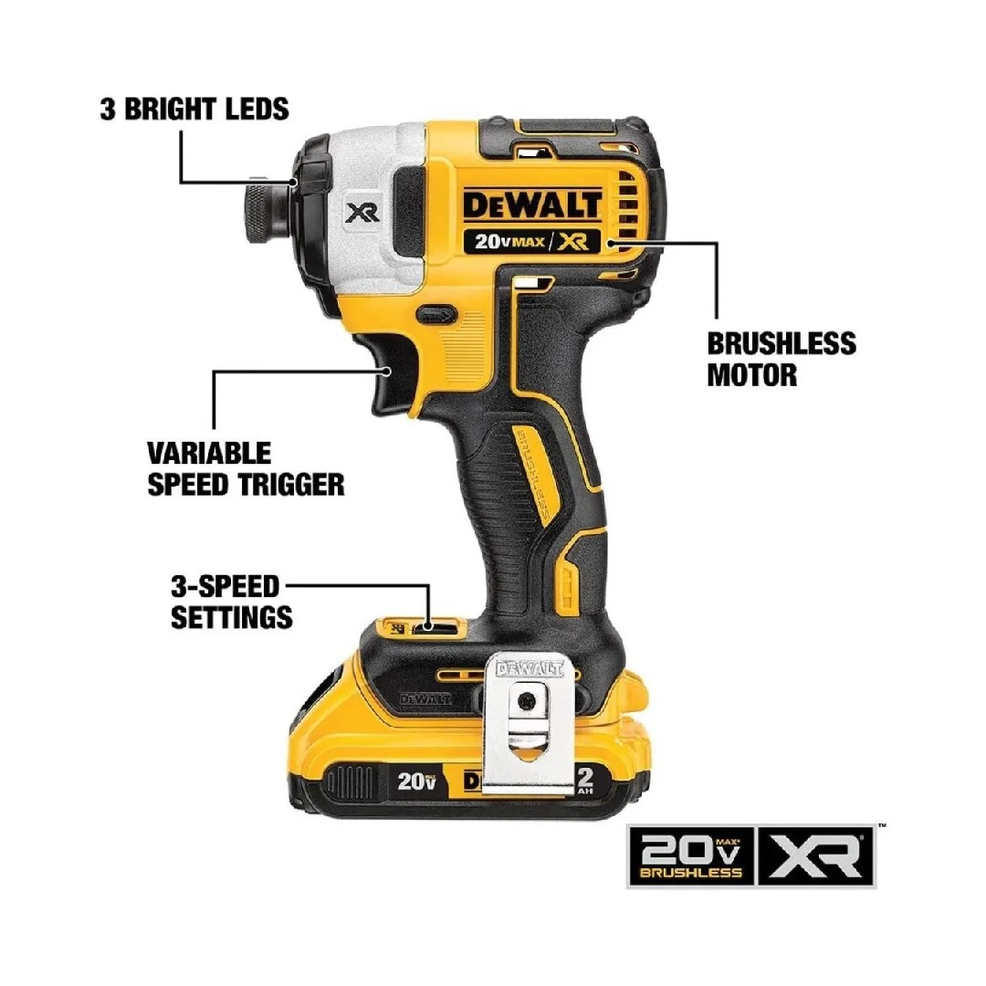 Foto 4 pulgar | Kit Atornillador De Impacto Inalámbrico 20v Dewalt Dcf887d2