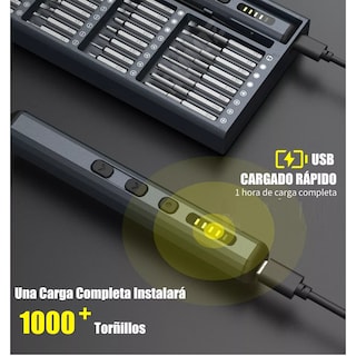 Foto 2 | Atornillador Eléctrico Kit De Desarmadores Inalámbrico Usb-c Eo Safe Imports Esi-17141 Negro