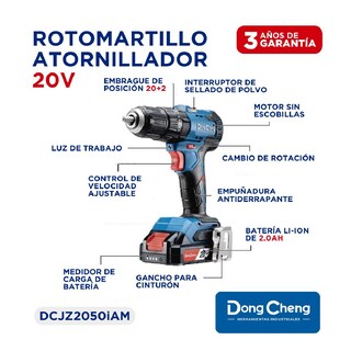 Foto 8 | Rotomartillo Atornillador Industrial 20v Dongcheng 2 Bateri