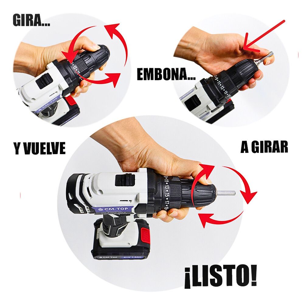 Foto 3 pulgar | Juego De Taladro Eléctrico Inalámbrico Portátil De 21 V, Destornillador De Impacto Con Batería Recargable De 1500 Mah