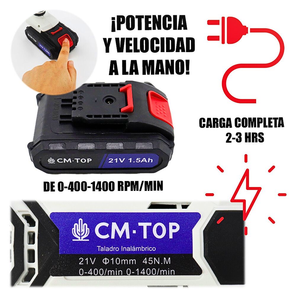 Foto 4 pulgar | Juego De Taladro Eléctrico Inalámbrico Portátil De 21 V, Destornillador De Impacto Con Batería Recargable De 1500 Mah