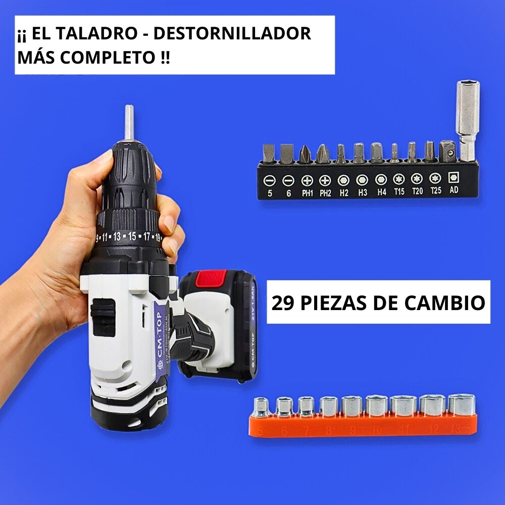 Foto 5 pulgar | Juego De Taladro Eléctrico Inalámbrico Portátil De 21 V, Destornillador De Impacto Con Batería Recargable De 1500 Mah