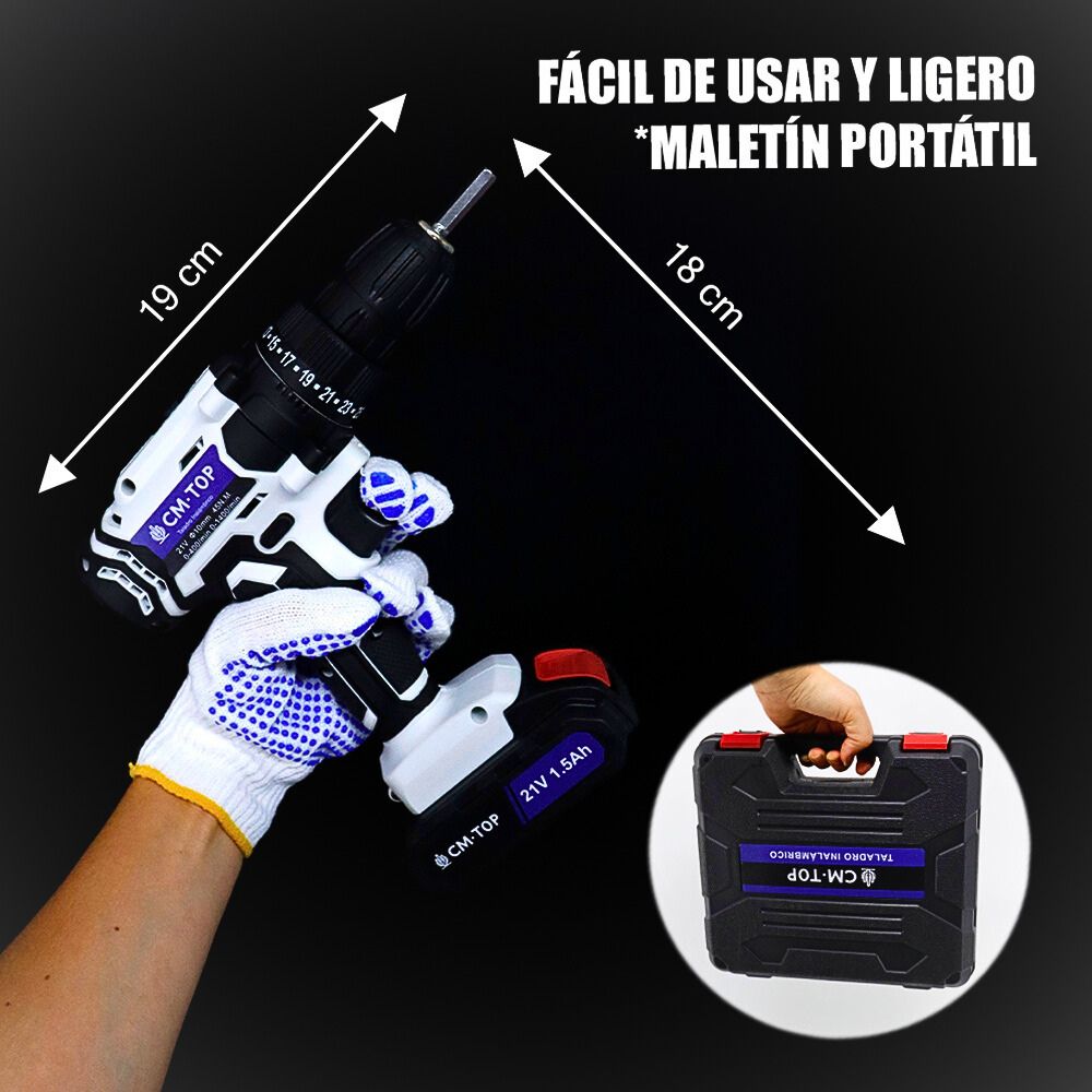 Foto 7 pulgar | Juego De Taladro Eléctrico Inalámbrico Portátil De 21 V, Destornillador De Impacto Con Batería Recargable De 1500 Mah