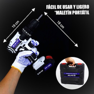 Foto 6 | Juego De Taladro Eléctrico Inalámbrico Portátil De 21 V, Destornillador De Impacto Con Batería Recargable De 1500 Mah