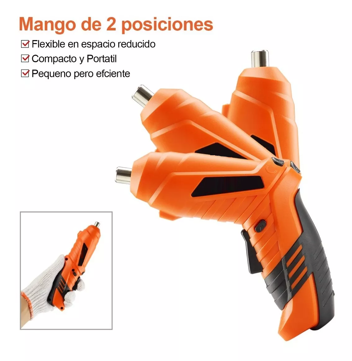 Foto 3 pulgar | Kit Atornillador Inalámbrico De 3.6v, Belug De 46 Piezas Naranja Con Negro