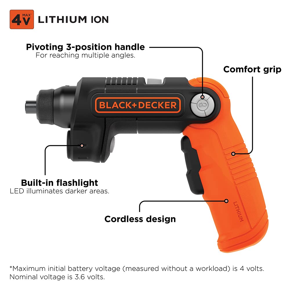 Foto 3 pulgar | Destornillador Inalámbrico Black+decker 4v Max* Bdcsfl20c Con Led - Venta Internacional.