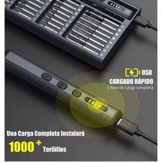 Foto 2 | Atornillador Eléctrico Kit De Desarmadores Inalámbrico Usb-c Eo Safe Imports Esi-17141-1 Negro
