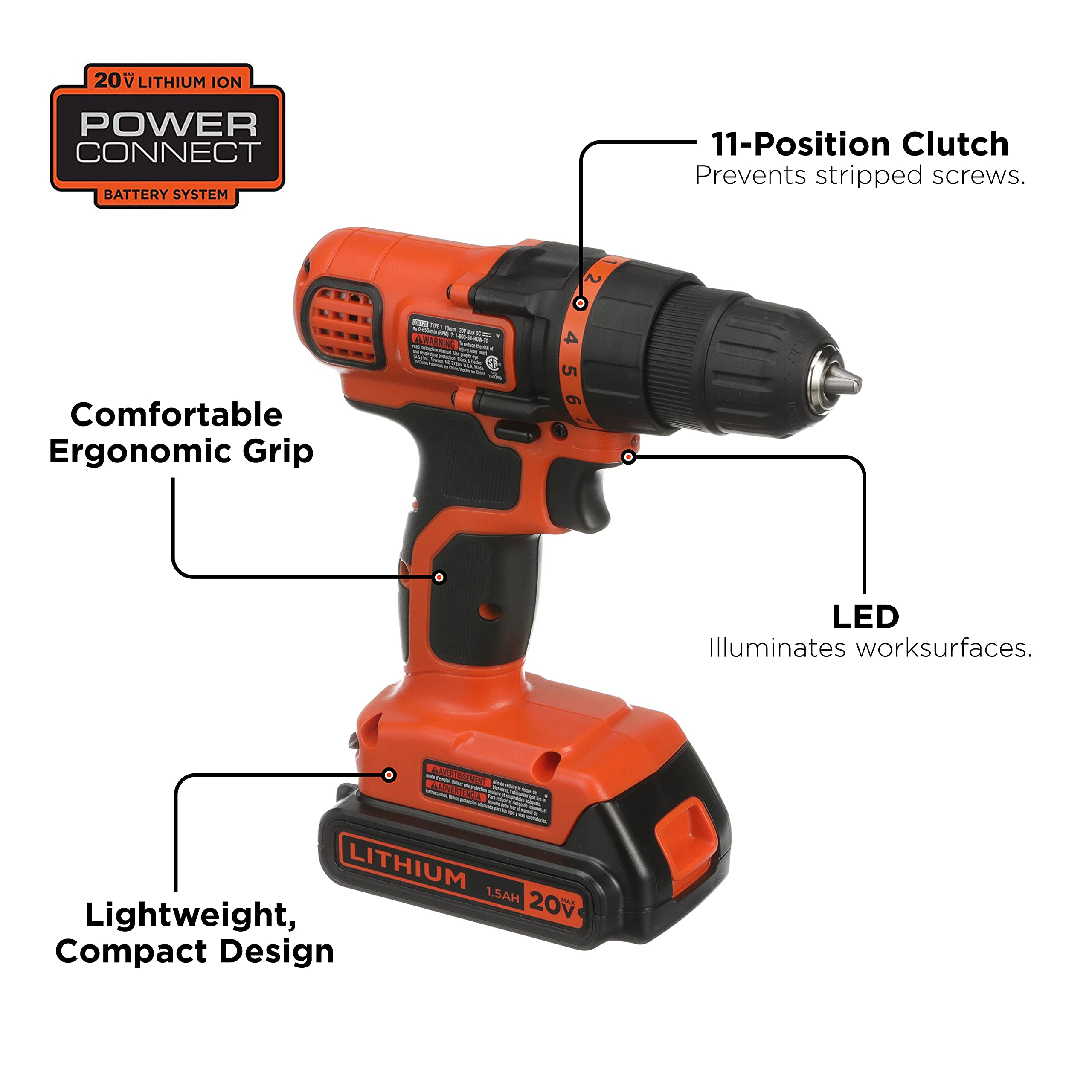 Foto 4 pulgar | Taladro Y Destornillador Inalámbricos Black+decker 20v Max Ldx120c - Venta Internacional.