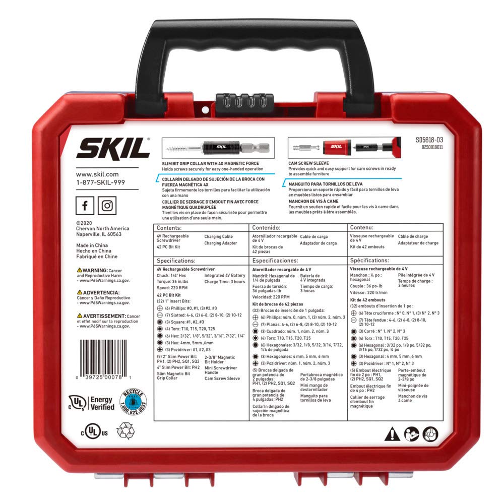 Foto 6 | Destornillador Inalámbrico Con Empuñadura Tipo Pistola Skil Sd5618-03 4 V Con 42 Piezas - Venta Internacional.