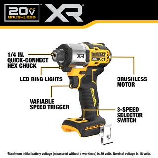 Foto 4 | Destornillador De Impacto Dewalt 20v Max Inalámbrico De 3 Velocidades Con Batería - Venta Internacional.