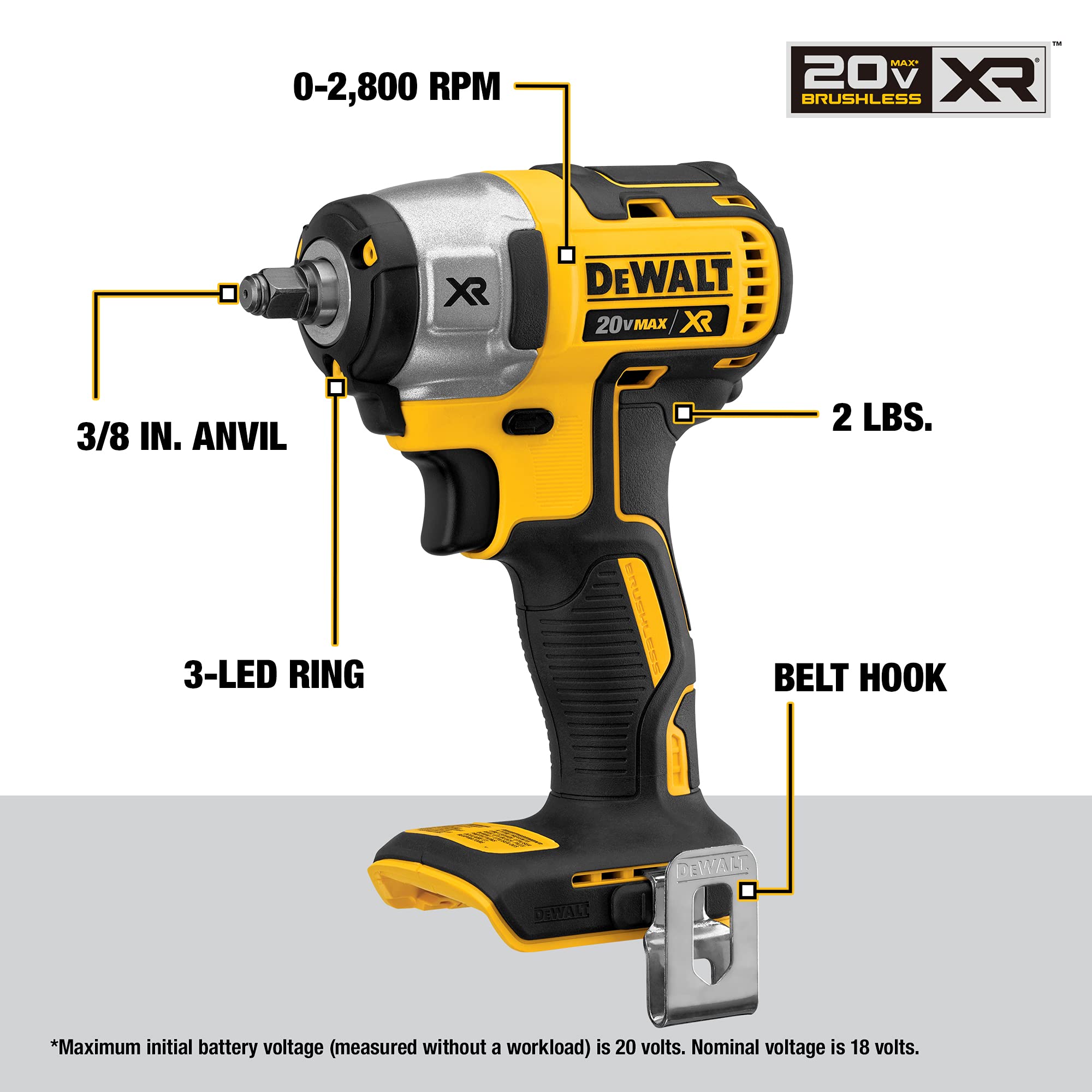 Foto 2 | Llave De Impacto Inalámbrica Dewalt 20v Max* Xr 3/8 Pulgadas Dcf890b - Venta Internacional.