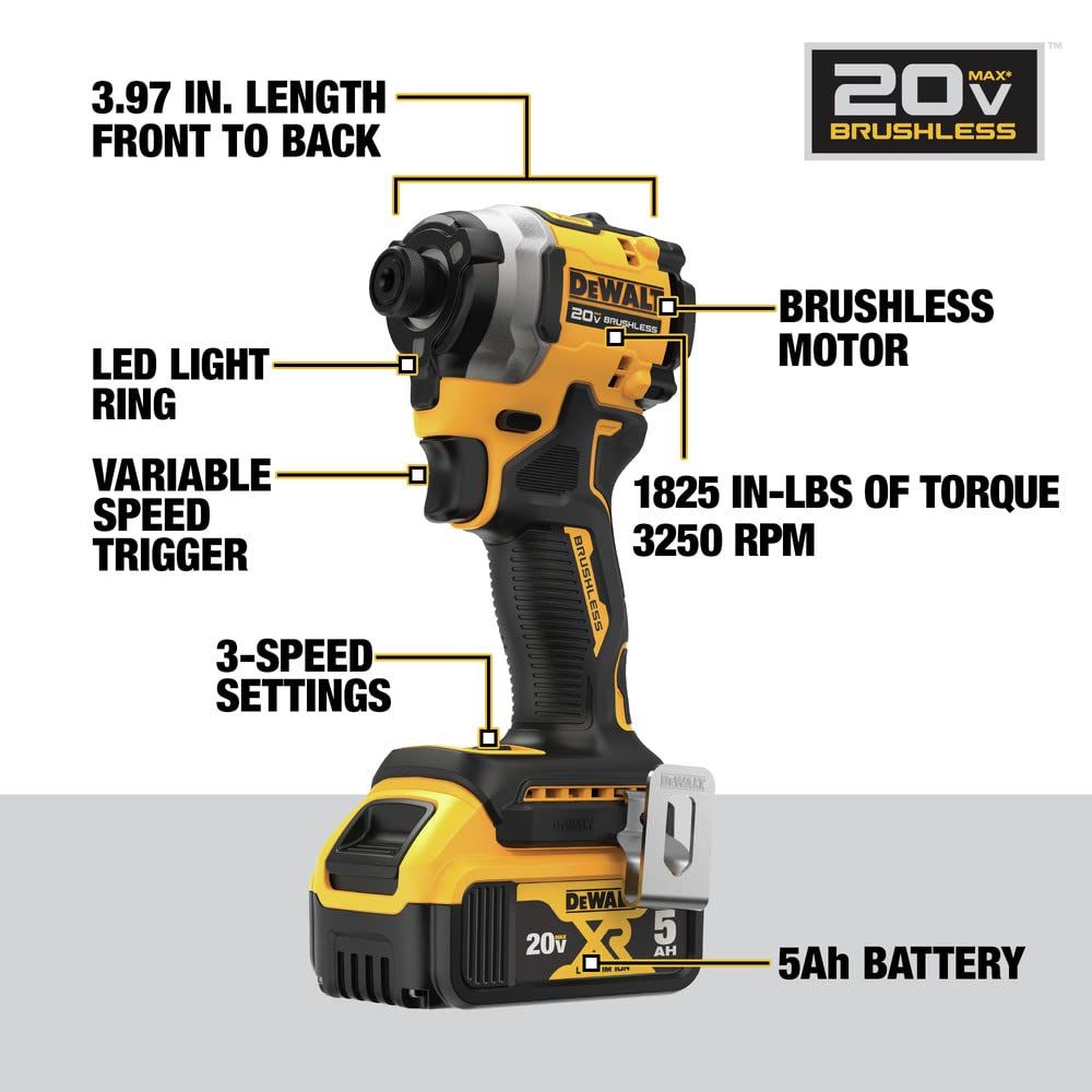 Foto 8 pulgar | Destornillador De Impacto Dewalt Atomic 20v Max 1/4'' Con Batería Dcf850p1 - Venta Internacional.