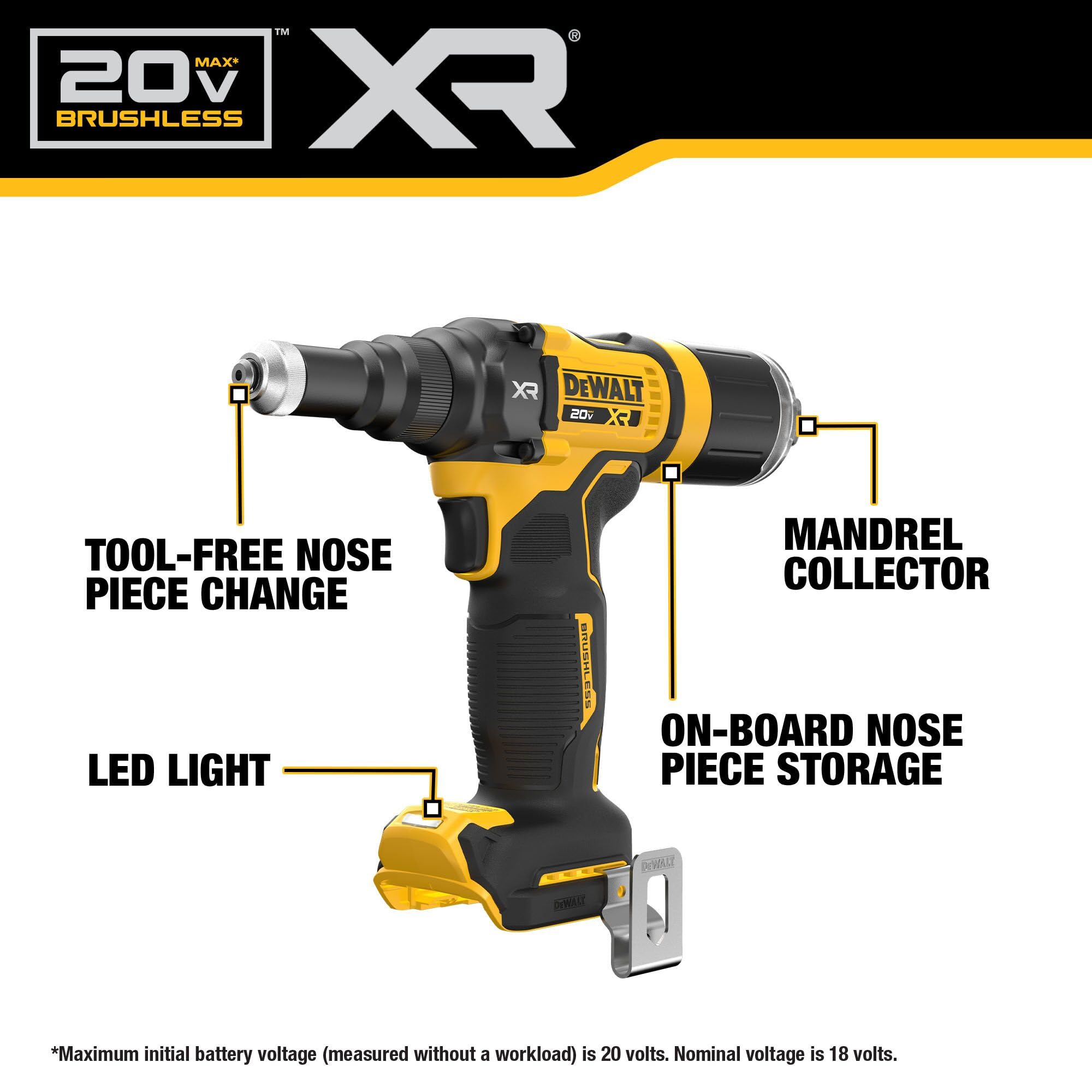 Foto 3 | Remachadora Inalámbrica Dewalt 20v Max Xr Dcf403d1 Con Batería - Venta Internacional.