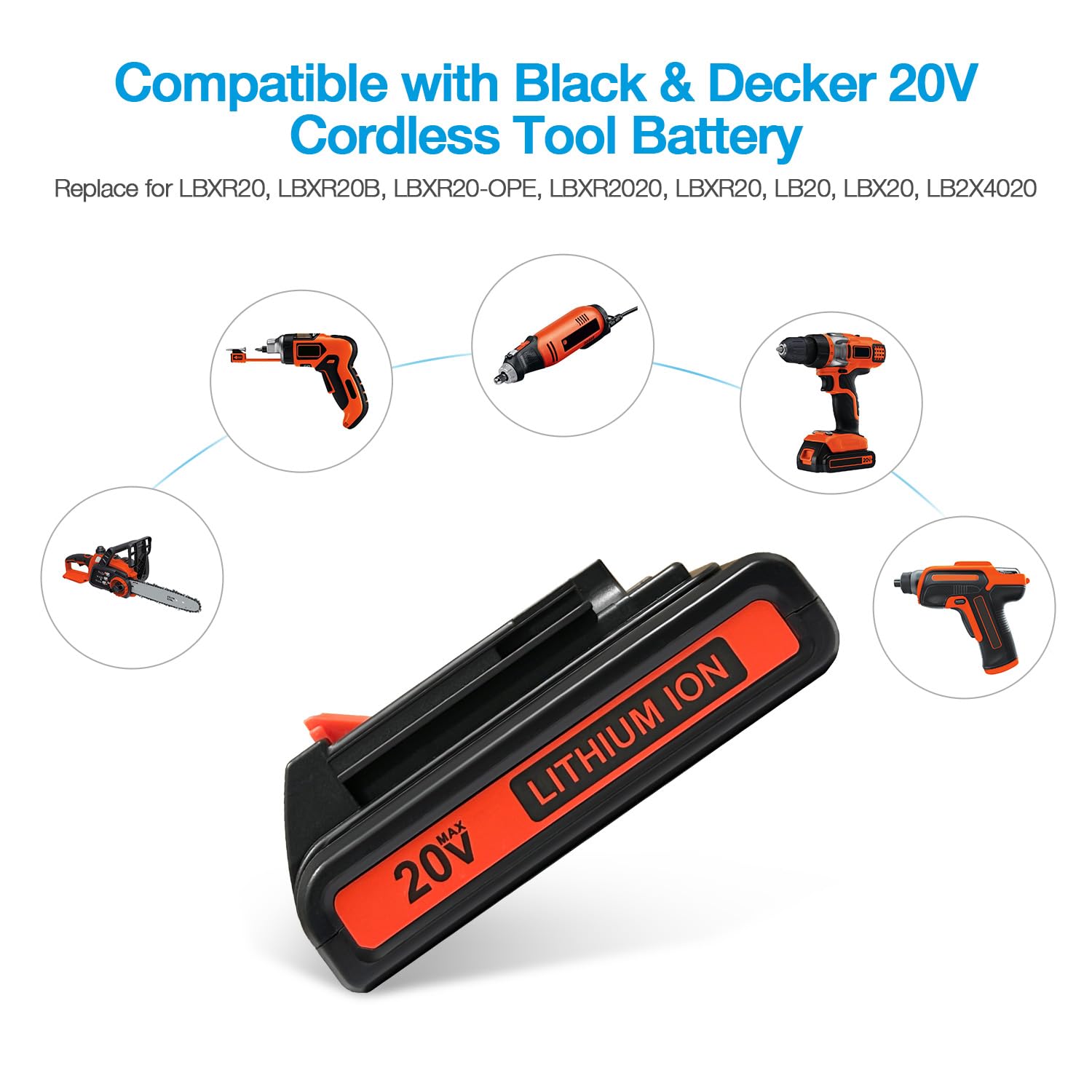 Foto 4 pulgar | Batería Powerextra Lbxr20 3.6 Ah 20 V Para Black & Decker, Paquete De 2 - Venta Internacional.