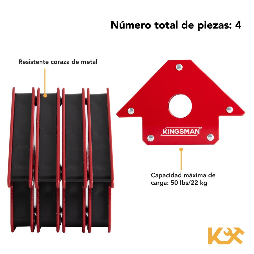 Foto 7 pulgar | Kit de 4 Escuadras Magnéticas Kingsman 4" 50 Lb 22 Kg Juego para Soldar