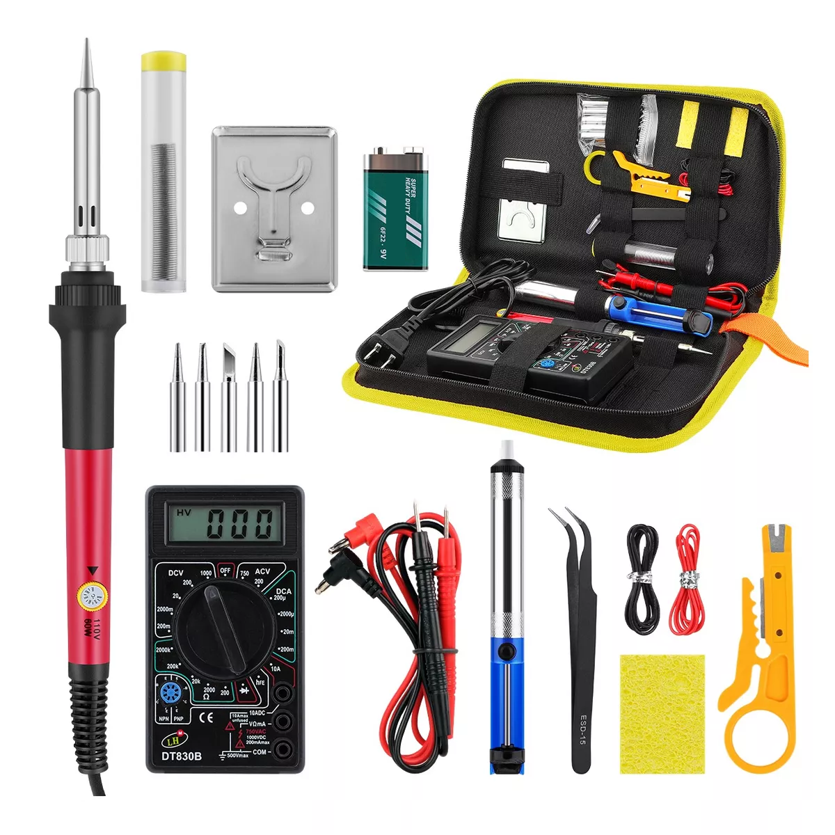 Foto 4 pulgar | Kit De Soldador Electrónica Con Multímetro Digital 110v 60w 15pzs Eo Safe Imports Esi-6959 Multicolor