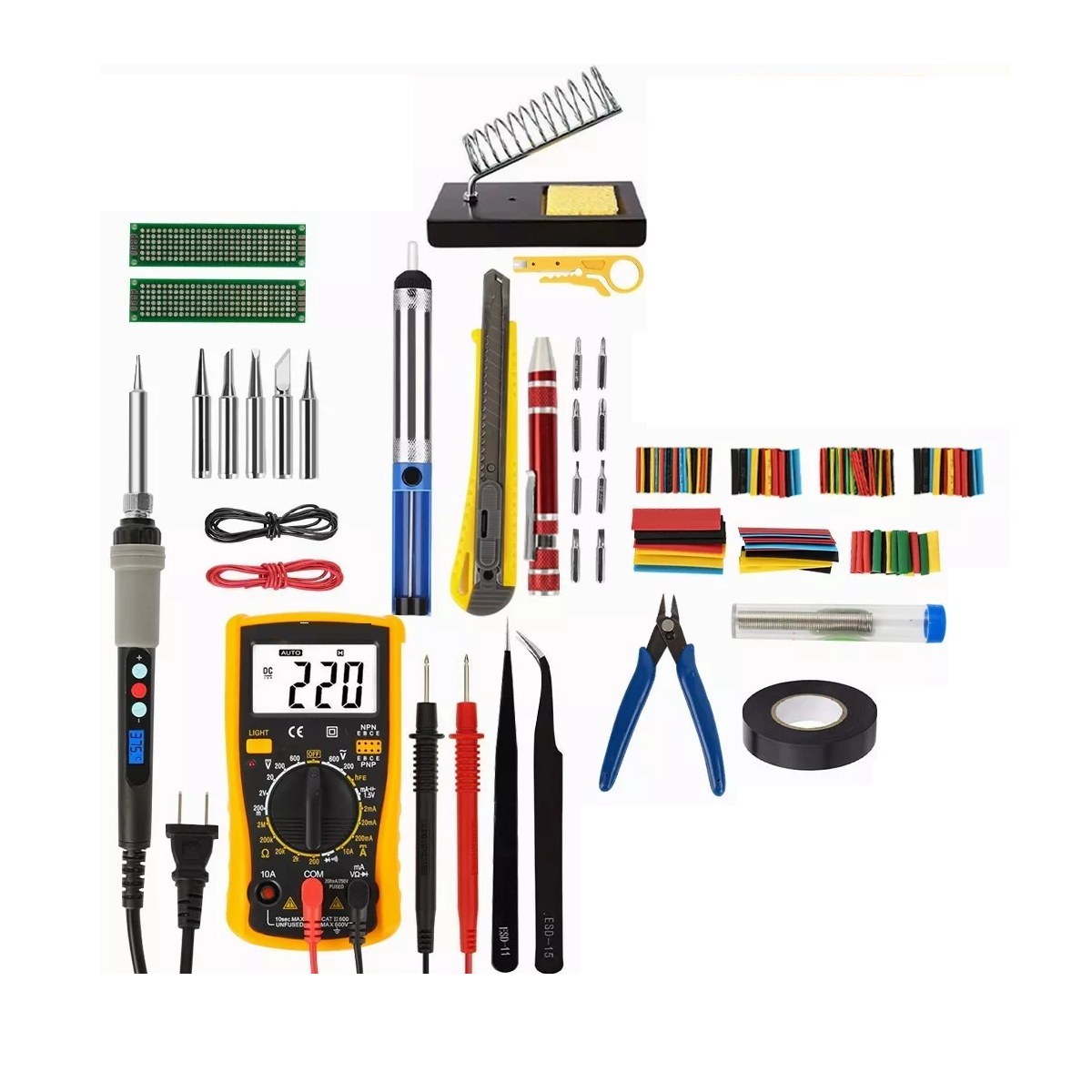 Kit de Soldador Portátil con Multímetro Digital 164 Piezas Eo Safe Imports Esi-9553 Multicolor