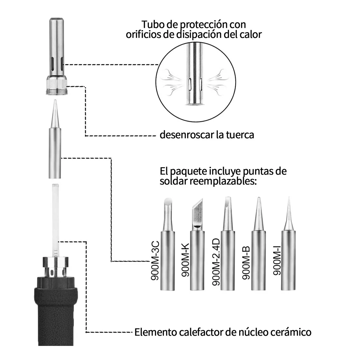 Foto 4 pulgar | Kit De Soldadura 110v 60 W Con Puntas Y Soporte Eo Safe Imports Esi-15013 Multicolor