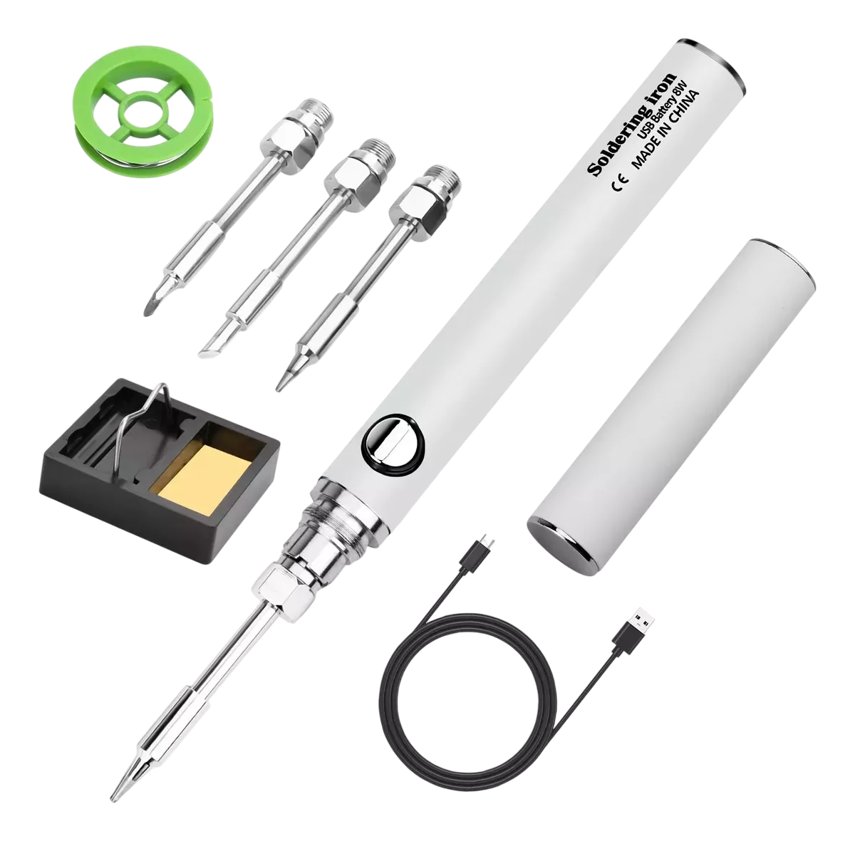 Foto 2 pulgar | Soldador Inalámbrico Portátil Recargable Usb Con 3 Puntas Blanco