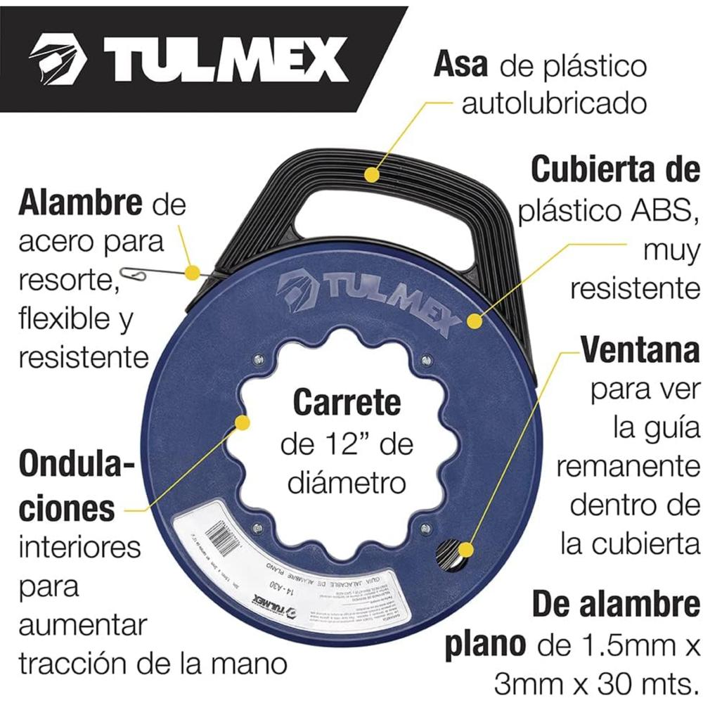 Foto 2 | Guía Jalacable De Alambre Plano 30 Mts 14-a30 Tulmex