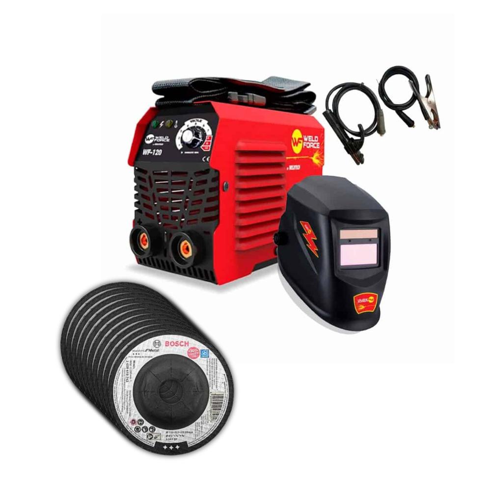 Foto 2 pulgar | Soldadora Inversor 120 Amp. Electrodo Weld Force + Discos