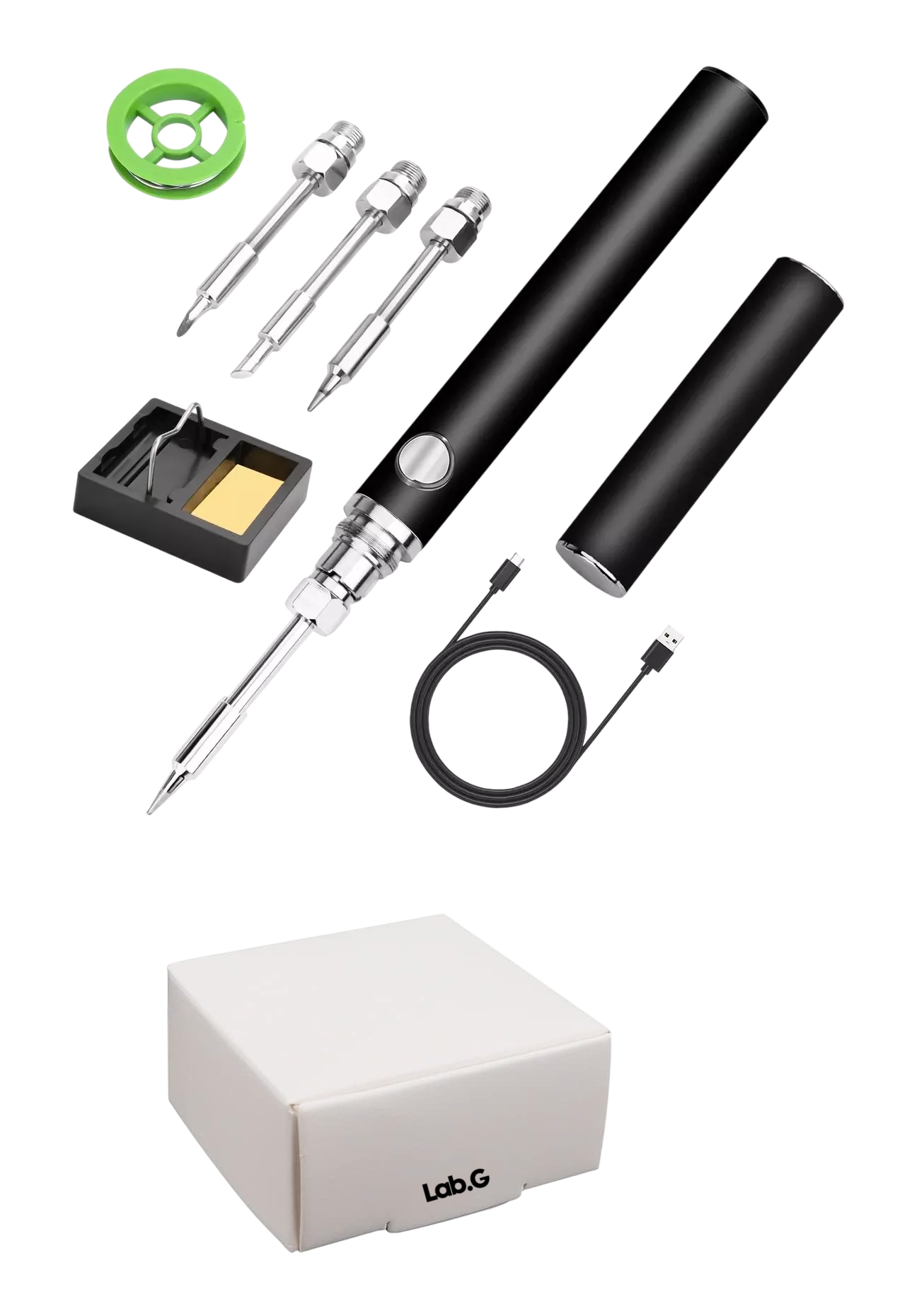 Soldador Inalámbrico Portátil Recargable Usb Con 3 Puntas Negro