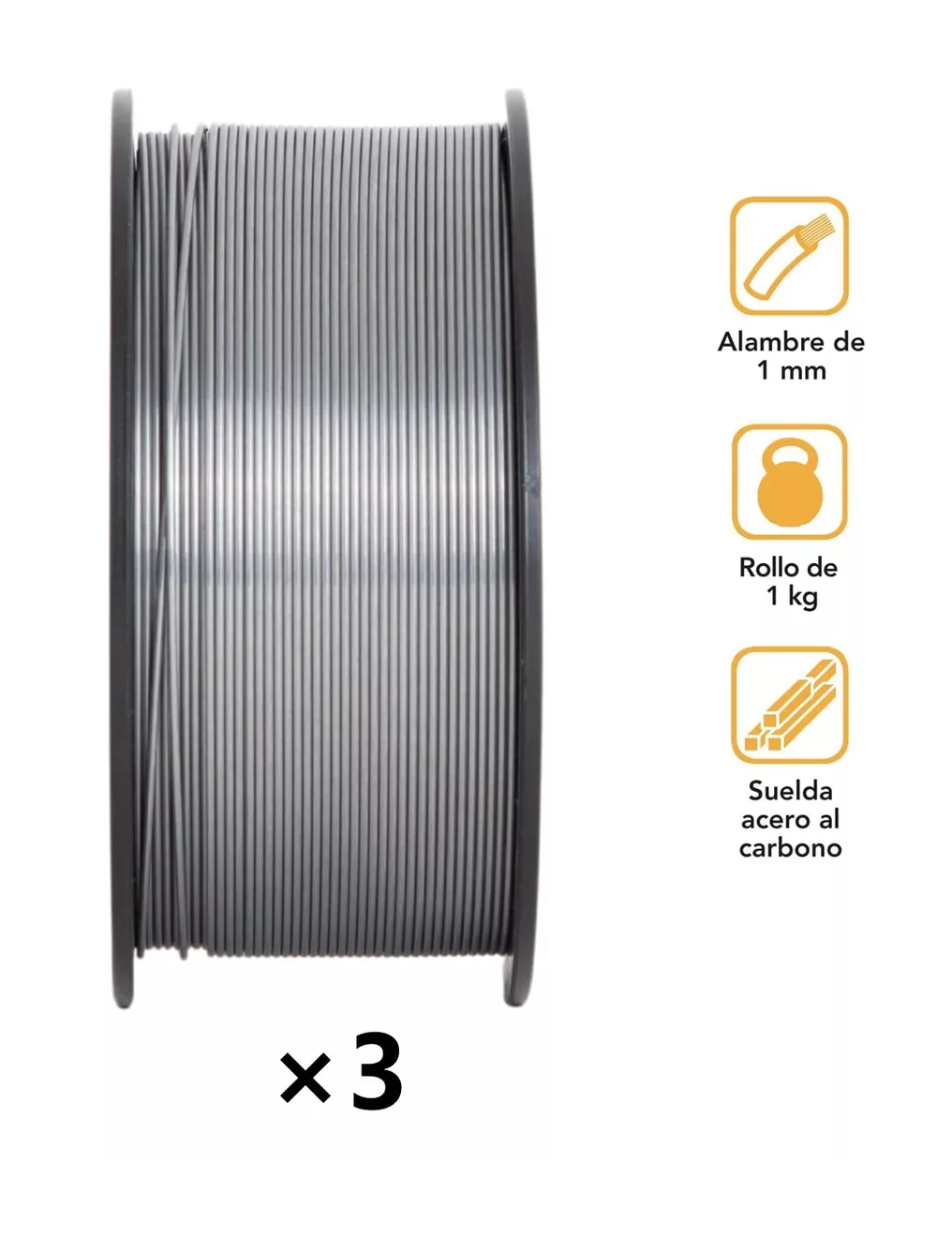 Foto 6 pulgar | Kit 3 Rollos Microalambre Soldar 1 Kg 1.00mm Fluxcore Sin Gas Plata