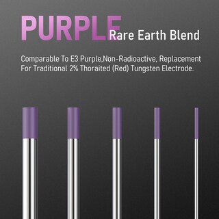 Foto 2 | Electrodo De Tungsteno Para Soldadura Tig Yeswelder 1/8x7, 10 Unidades E3, Color Morado - Venta Internacional.