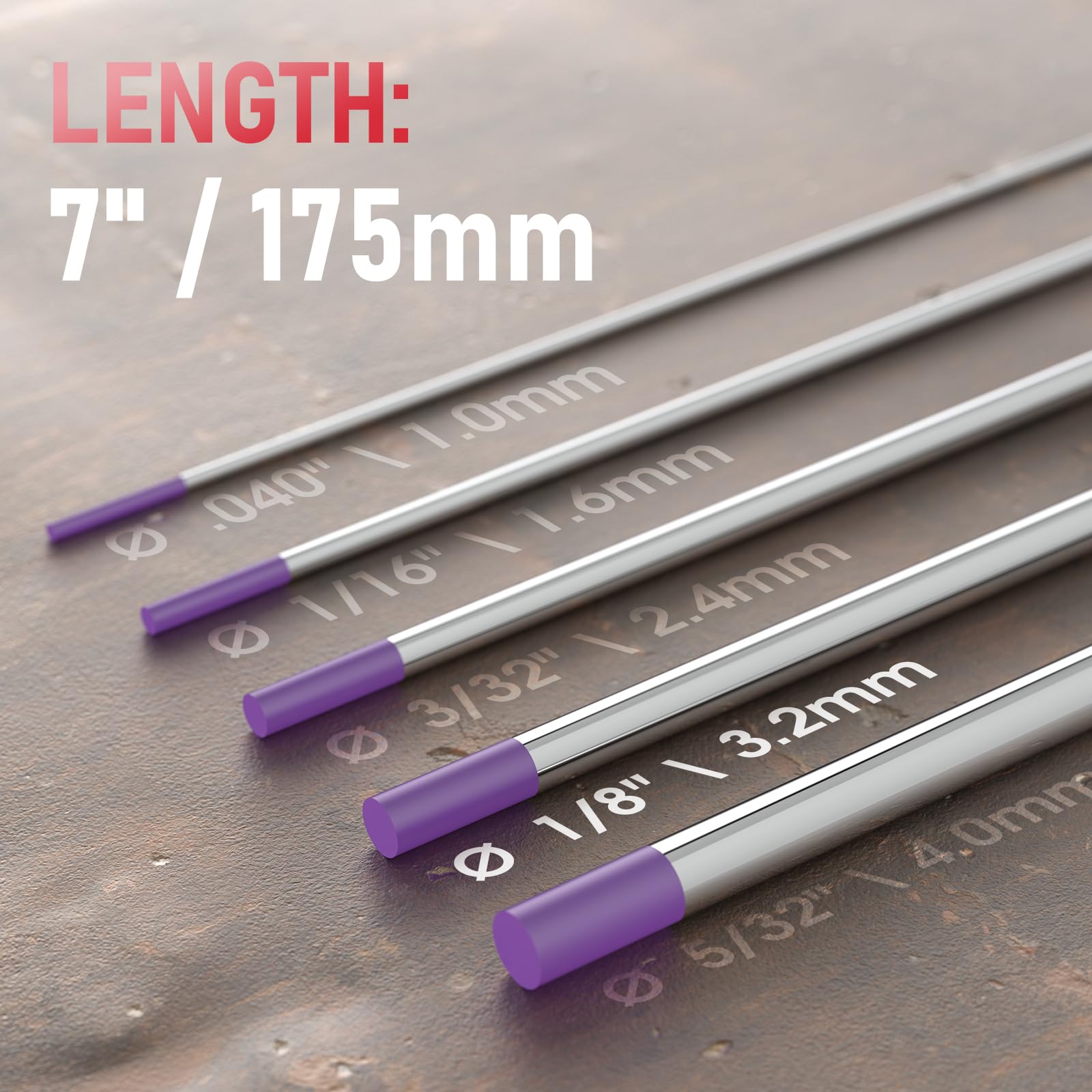 Foto 5 pulgar | Electrodo De Tungsteno Para Soldadura Tig Yeswelder 1/8x7, 10 Unidades E3, Color Morado - Venta Internacional.