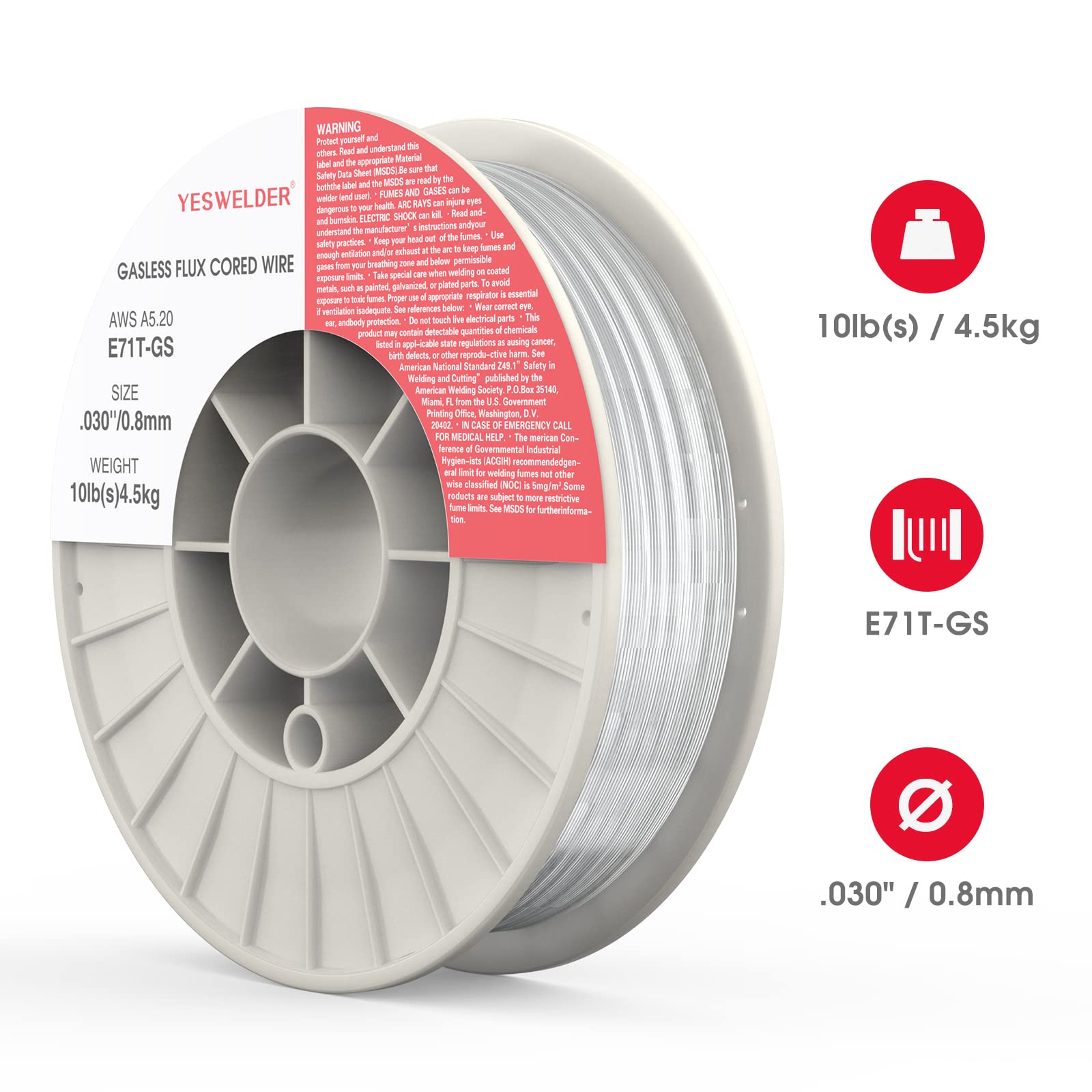 Foto 7 | Alambre De Soldadura Yeswelder Flux Core Mig Mild Steel E71tgs 4 Kg - Venta Internacional.