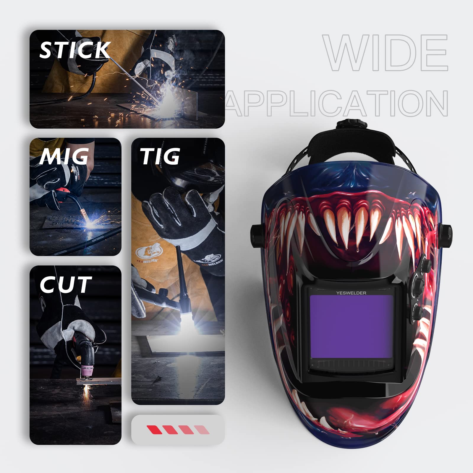 Foto 7 | Casco De Soldadura Yeswelder Lyg-m800h-vm Con Energía Solar Con Oscurecimiento Automático - Venta Internacional.