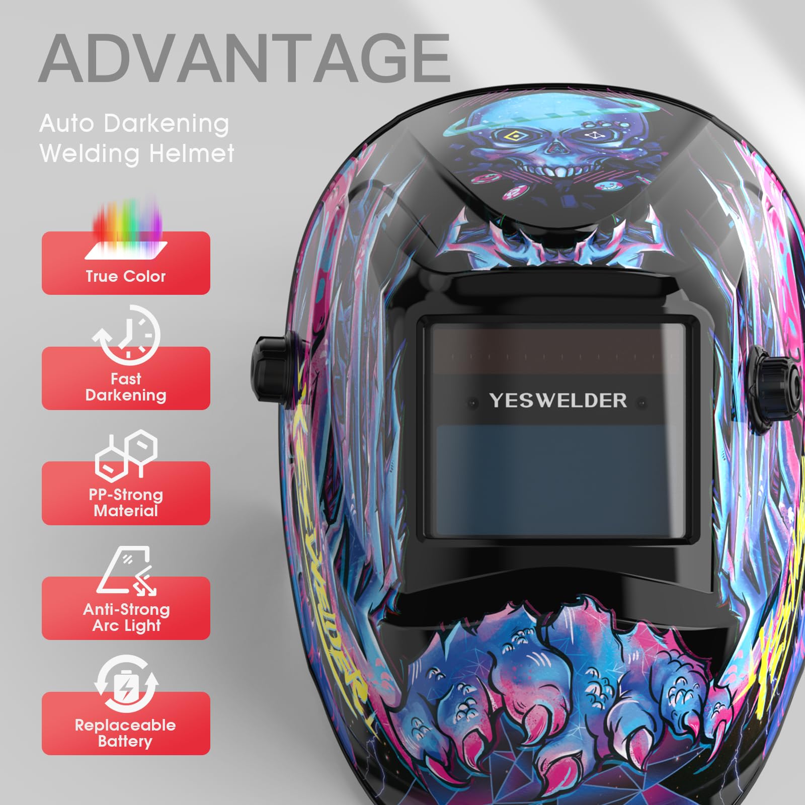 Foto 4 pulgar | Casco De Soldadura Yeswelder True Color Solar Con Oscurecimiento Automático Lyg-l500a - Venta Internacional.