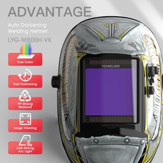 Foto 2 | Casco De Soldadura Yeswelder Lyg-m800h-vk Con Energía Solar, Oscurecimiento Automático - Venta Internacional.