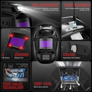Foto 4 | Casco De Soldadura Yeswelder Con Oscurecimiento Automático Con Ventilador Y Luz - Venta Internacional.