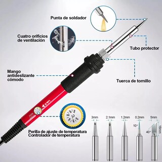 Foto 3 | Kit De Soldador Eléctrico De Temperatura Regulable Lab.g Rojo