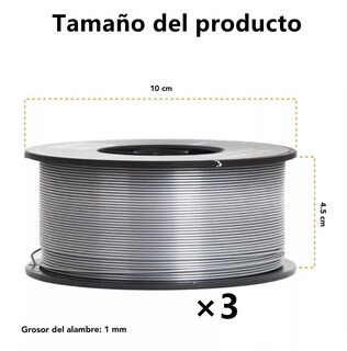 Foto 4 | Kit 3 Rollos Microalambre Soldar 1 Kg 1.00mm Fluxcore Sin Gas Belug Plata