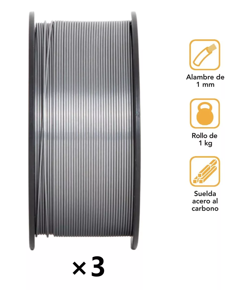 Foto 6 pulgar | Kit 3 Rollos Microalambre Soldar 1 Kg 1.00mm Fluxcore Sin Gas Belug Plata